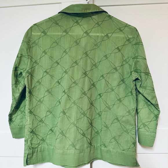 Pursuits, Ltd. size‎ Small Women’s Green 3/4 Sleeve Button Up Shirt - Picture 2 of 6